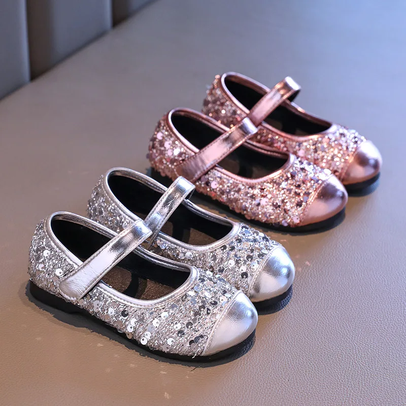 

Girls Princess Leather Shoes Luxury Sequins Kids Causal Shoes Spring Autumn Fashion Children's Versatile Flat Shoes Soft Bottom