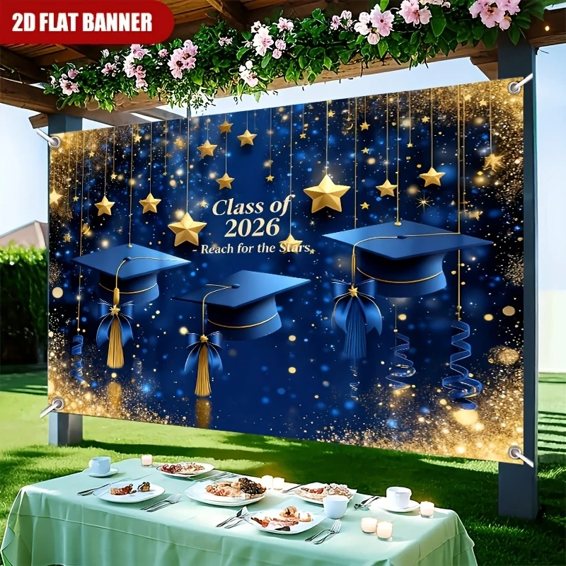 VIKAMA Graduation Tapestry, 2D Flat Decorative Wall Hanging Banner for Dorm Room, Celebrate Joy Of Graduation Home Decor