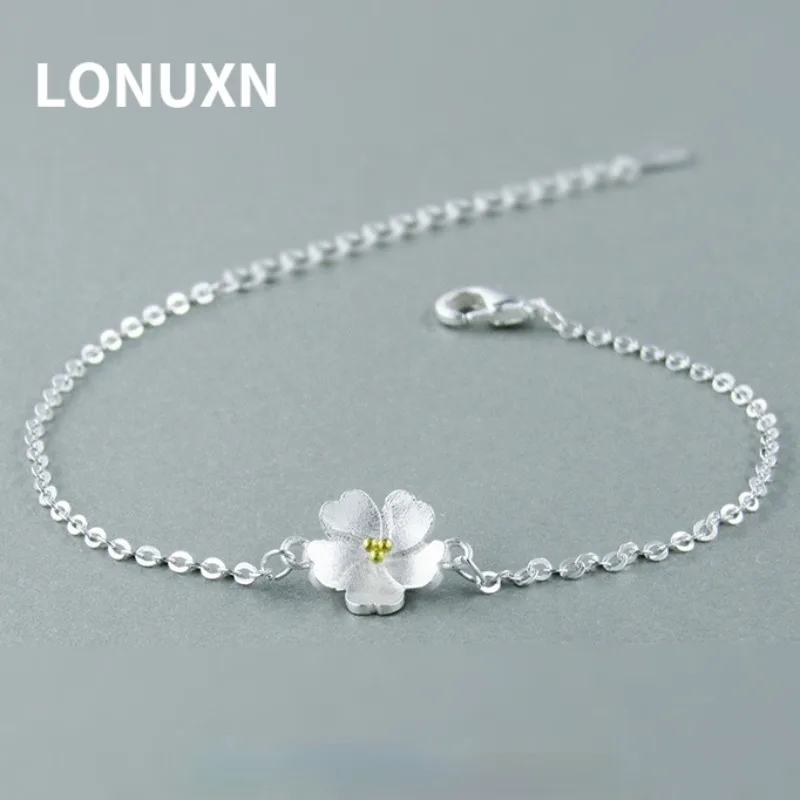 

High Quality Necklaces & Pendants with Chain Bracelet for Women Elegant 925 Sterling Silver Flowers Fine Jewelry Cherry Blossoms