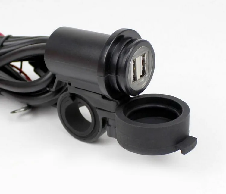 Waterproof Motorcycle Phone Charger 5V 3.1A Dual USB Ports Fast Charging Adapter 12-24V Universal with Mount Bracket