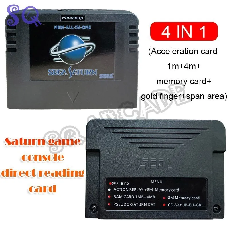 4 In 1 Saturn Sd Card SS SAT Card 8MB Memory Gold Finger for sega ss video game console