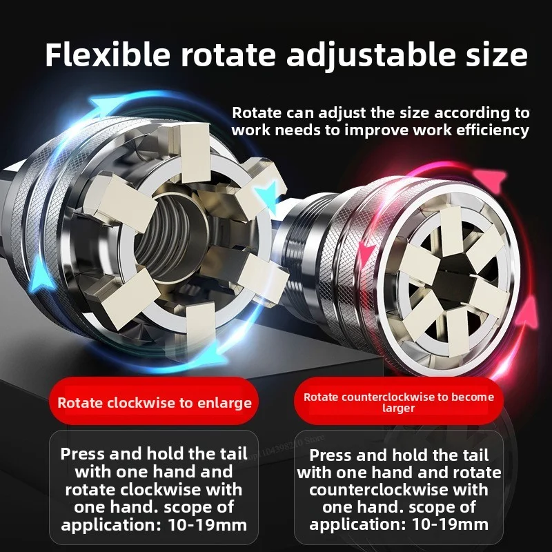 Ferramenta de chave de conversão multifuncional ajustável de manga mágica hexagonal universal para reparo e manutenção doméstica