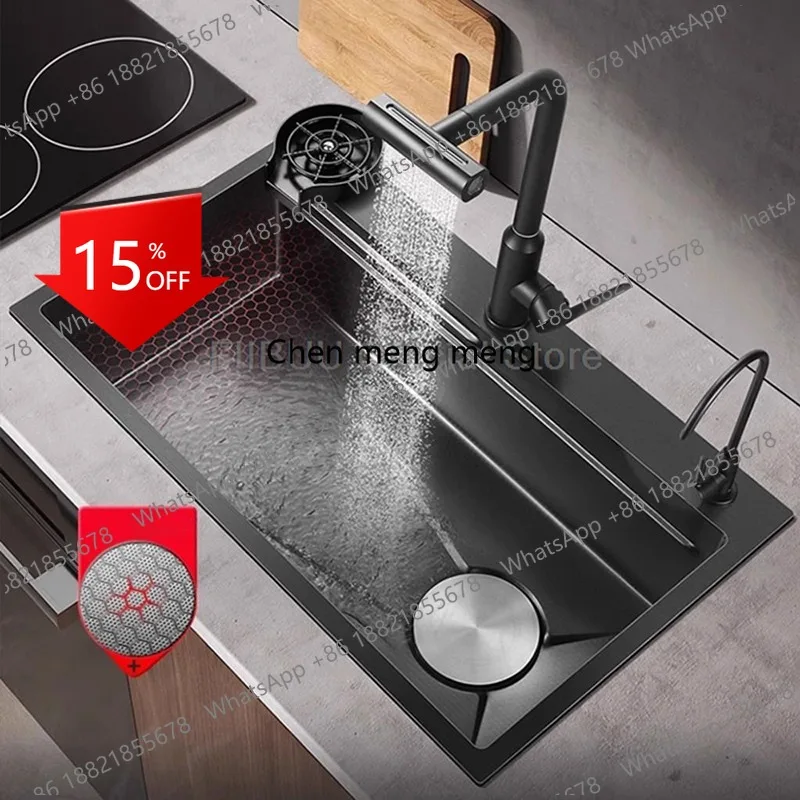 

X173 Multifunctional Kitchen Sink Large Single Bowl Stainless Steel Vegatable Basin Thickened Handmade 5MM With Multiple Accesso