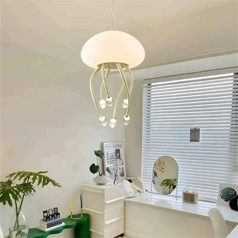 Modern Jellyfish Lamp Art Warm Dimmable Led Kawaii Lamp Dining Room Living Room Bedroom Decoration Girls Room Decor Hanging Lamp