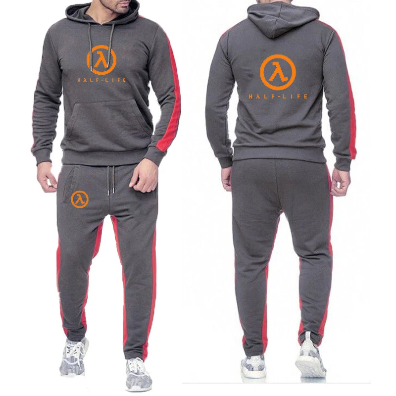 

2025 Half Life Game 1998 Men New Spring And Autumn High Quality Solid Color Drawstring Hoodies+Casual Sweatpants Suit