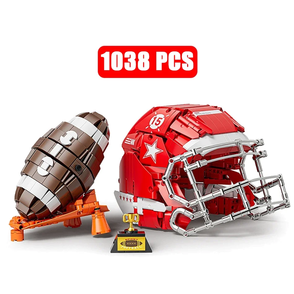 MOC Sports Game Football Rugby Helmet Baseball Bat Glove Building Blocks Bricks MLB NFL Super Bowl Educational Toy Children Gift