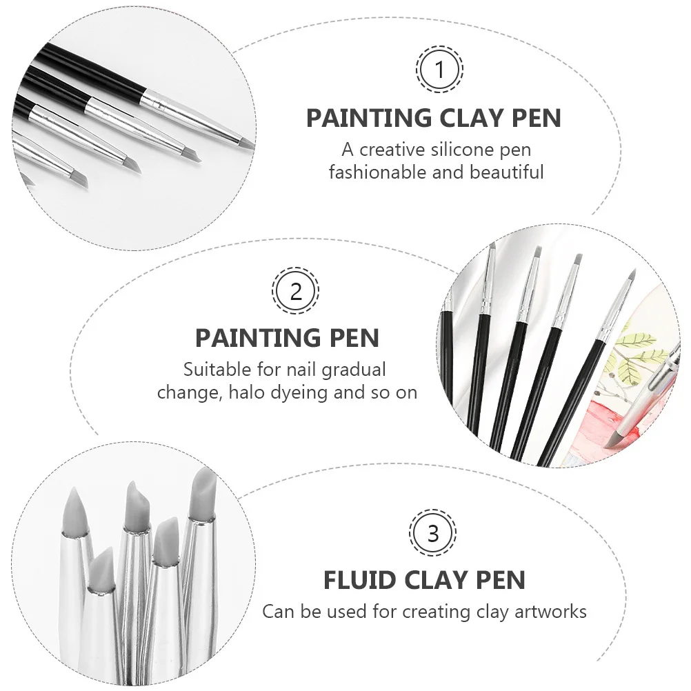 

5pcs Silicone Pen For Clay Sculpting Painting Smooth Molding Watercolor Art Tool, Fluid Clay Drawing Pen, Wood Sculpture Tool