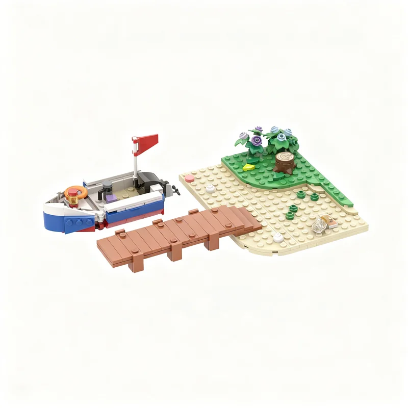 215 piezas MOC Kapp'ns Pier Animal Crossing, Bloques de Construcción, Regalos de Navidad, Juguete de Ensamblaje, Ladrillos de Artesanía Educativa