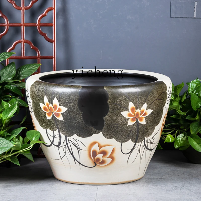 

ZC retro ceramic ancient goldfish tank courtyard old-fashioned large water tank water lily lotus tank