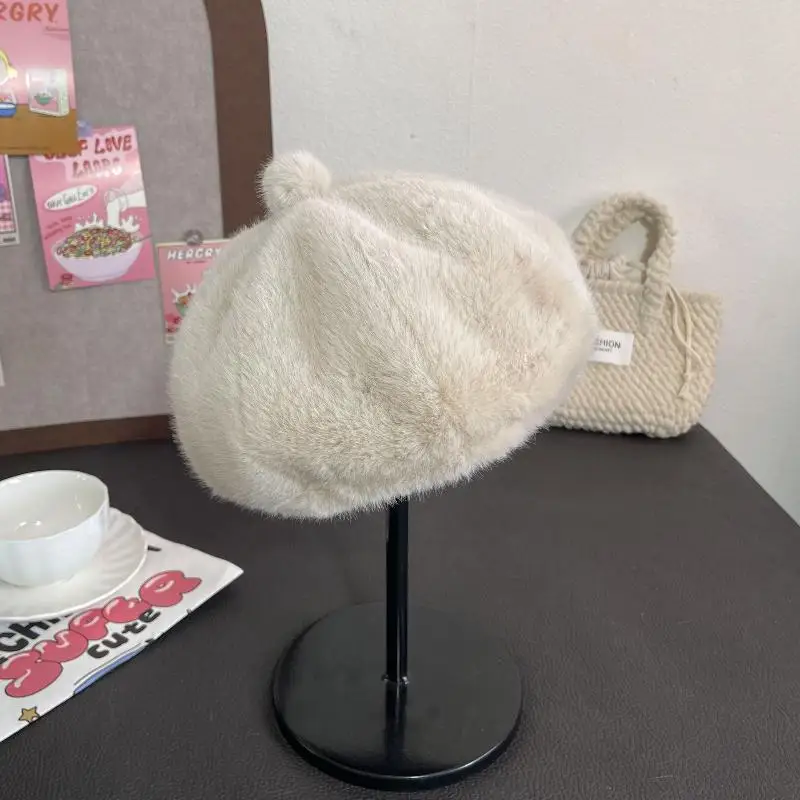 Retro Beret Hat Autumn Winter Women British Hepburn Stylish Artist Painter Hats Thick Warm Woolen Pumpkin Beanies Cap