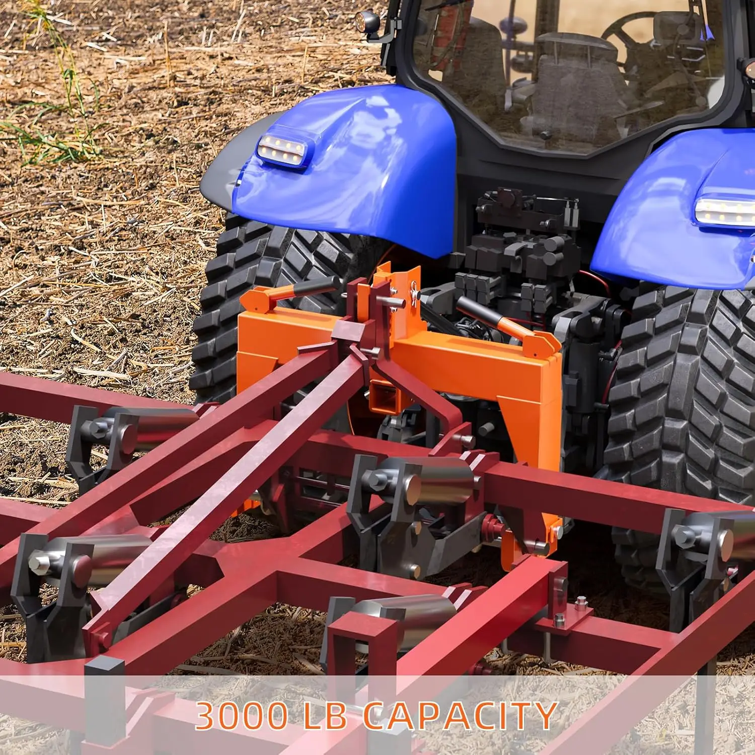 3点クイックヒッチ（2インチレシーバー＆多用途アダプター付き）カテゴリー1対応、ブッシング不要、3000ポンドのリフト容量