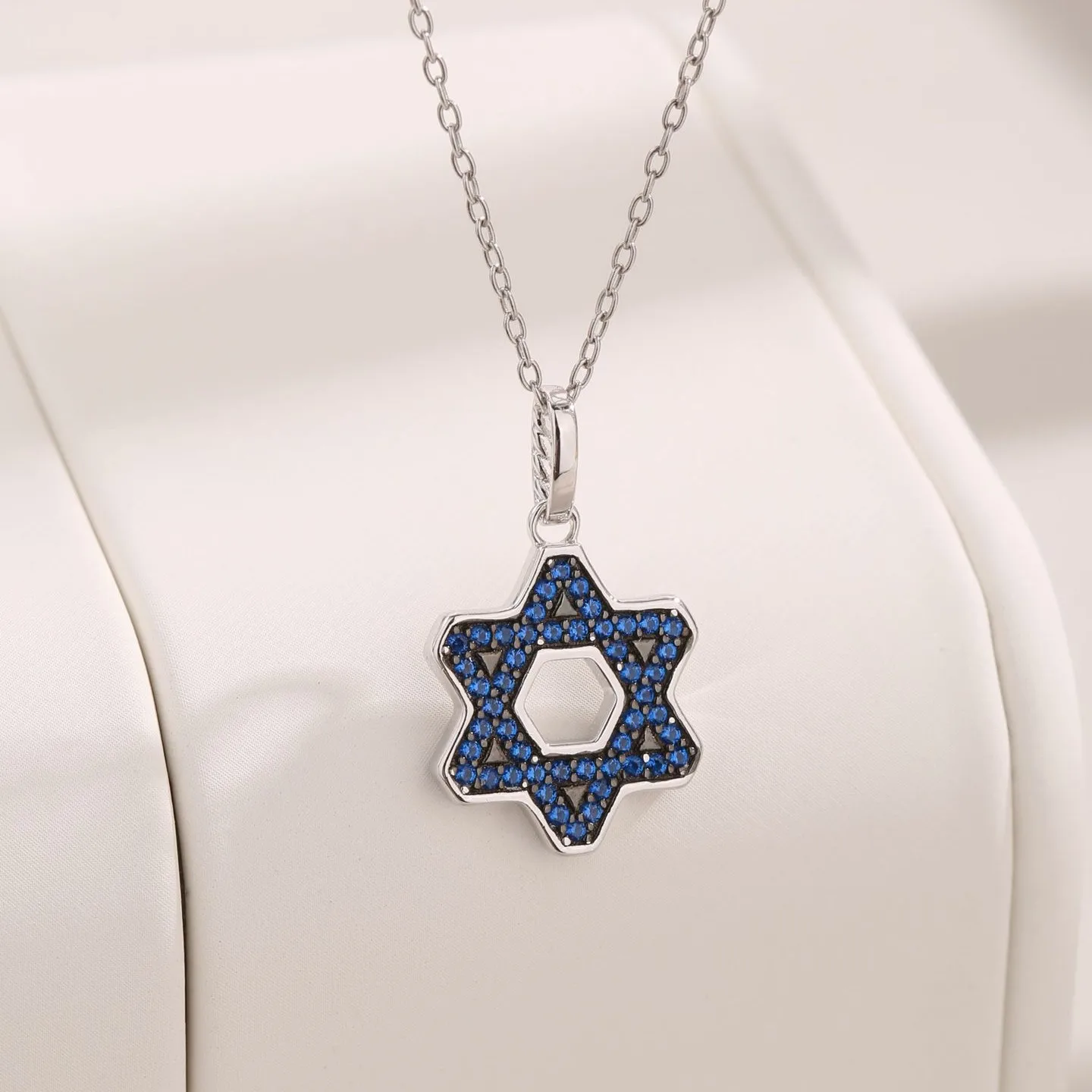 

Star of David Pendant Necklace Sterling 925 Silver Zircon with Steel Chain for Women Girls Jewish Jewelry Symbol of Israel
