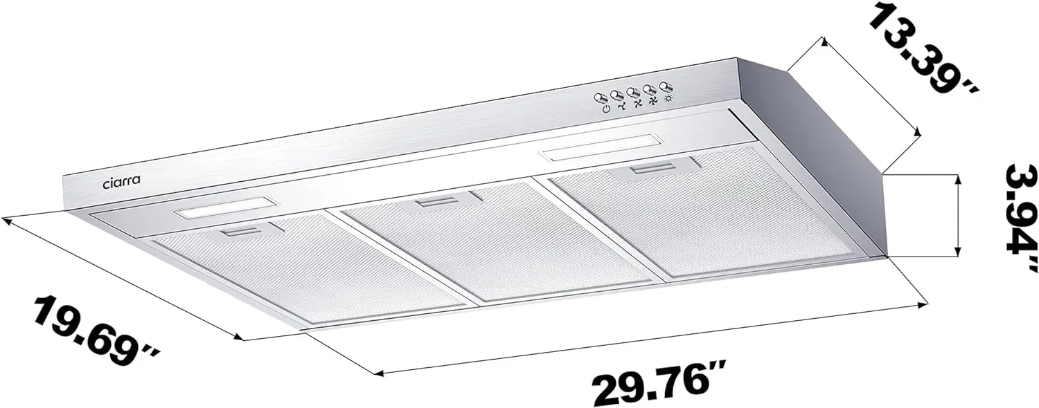 Ductless Range Hood 30 inch Under Cabinet Hood Vent for Kitchen Ducted and Ductless Convertible CAS75918A