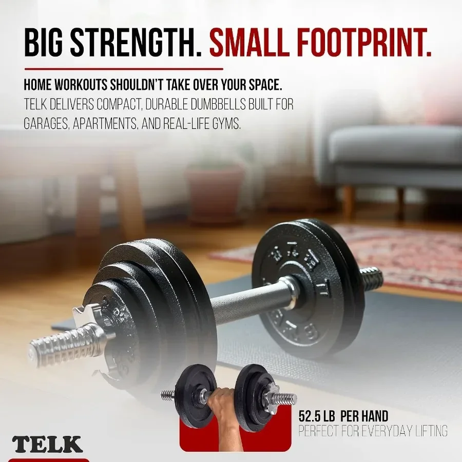 Adjustable Dumbbell Set Home Gym Weight Set with Baked Enamel Cast Iron Plates Space-Saving Free Weights for Strength Training