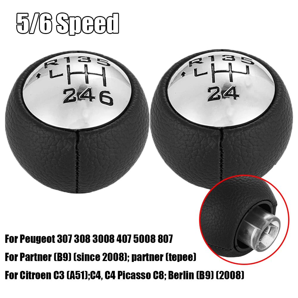 

5/6 Speed Car Gear Stick Shifter Knob for Peugeot 307 308 3008 407 5008 807 PARTNER B9 Citroen C3C4 Picasso Gear Stick Knob Head