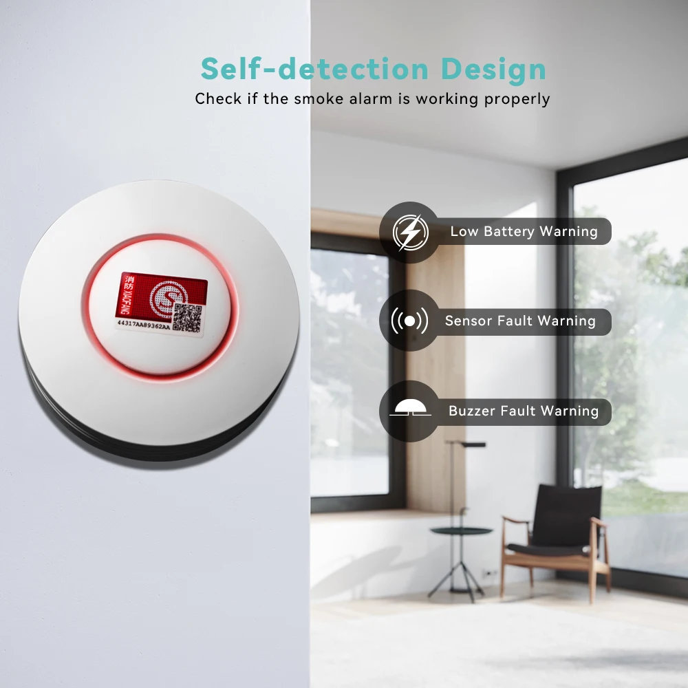 Meian Tuya Zigbee Sensor asap, pendeteksi asap perlindungan api Alarm api sistem keamanan rumah Pemadam Kebakaran bekerja untuk hidup pintar