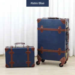 Valise à roulettes en cuir pour hommes et femmes, sac d'embarquement à roulettes universel, ensemble de valises, bagages rétro classiques britanniques