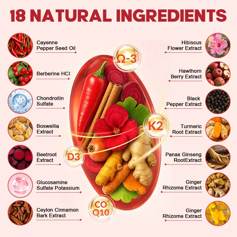 Cayenne Pepper Capsules-Supports Cardiovascular Health, Improves Digestion & Blood Circulation,Vitamins D3 K2 Herbal Supplement