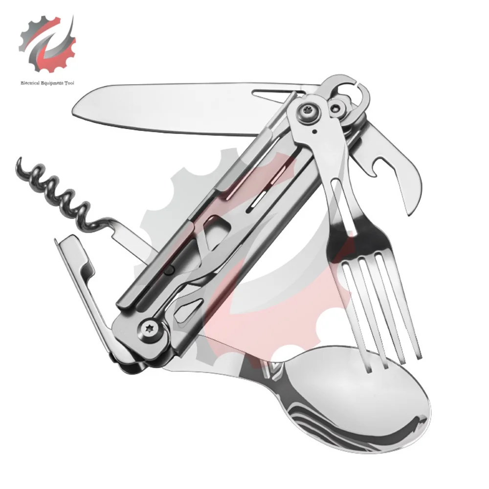 420 Stainless Steel Cutlery Set Portable Fork Spoon Folding Knife Outdoor Survival Camping Pocket Knife Detachable Dinnerware