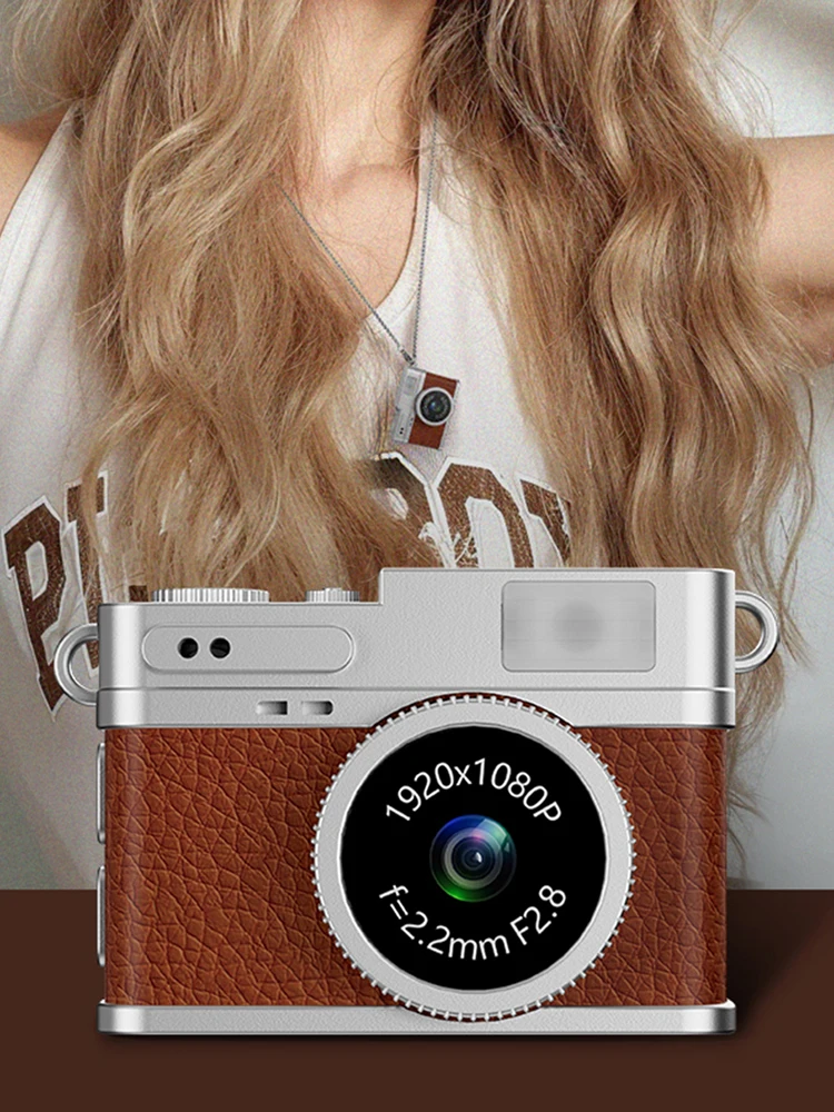 Мини-камера 1080P, портативная маленькая камера со светодиодной вспышкой, винтажная камера для путешествий, подарок для детей, студентов