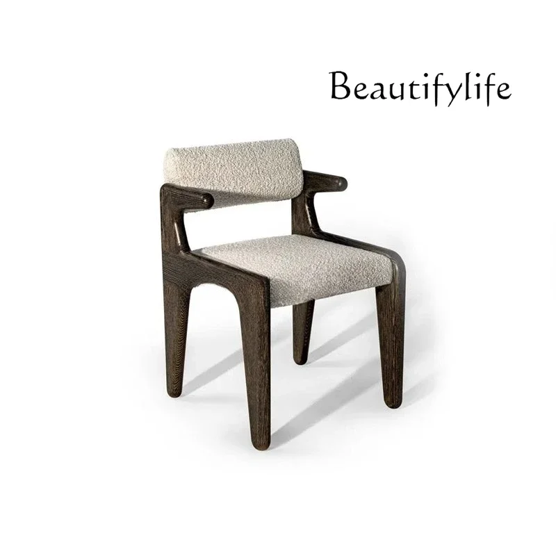 

Medieval Solid Wood Dining Chair Home Hotel Cafe Backrest Chair Creative French Retro Dining Chair