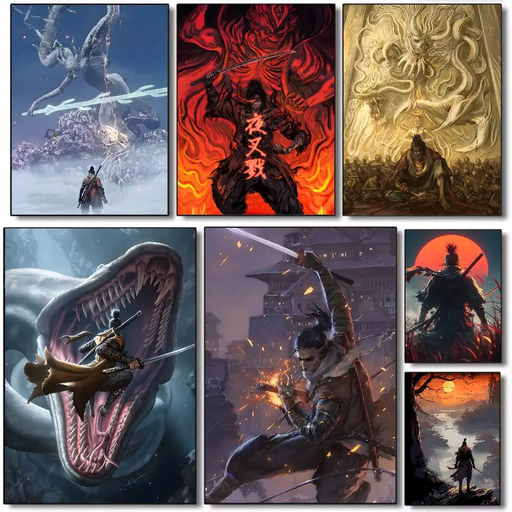 Juego Sekiro Shadows Die Twice, póster artístico de fantasía, lienzo HD, papel de impresión estética avanzada, arte de pared para decoración del hogar y la sala de estar
