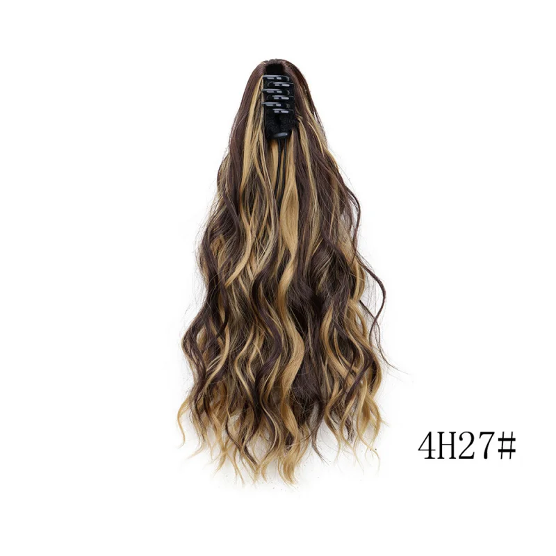 Women's wig with water waves, small claw clip, high ponytail, short curly hair, cloud perm - view 4