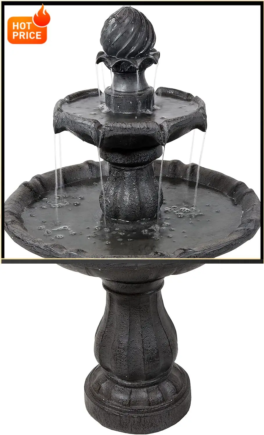 

Бестселлер Sunnydaze: 35-дюймовый солнечный двухуровневый уличный фонтан - уличный фонтан с резервным питанием от батареи и насосом - черный