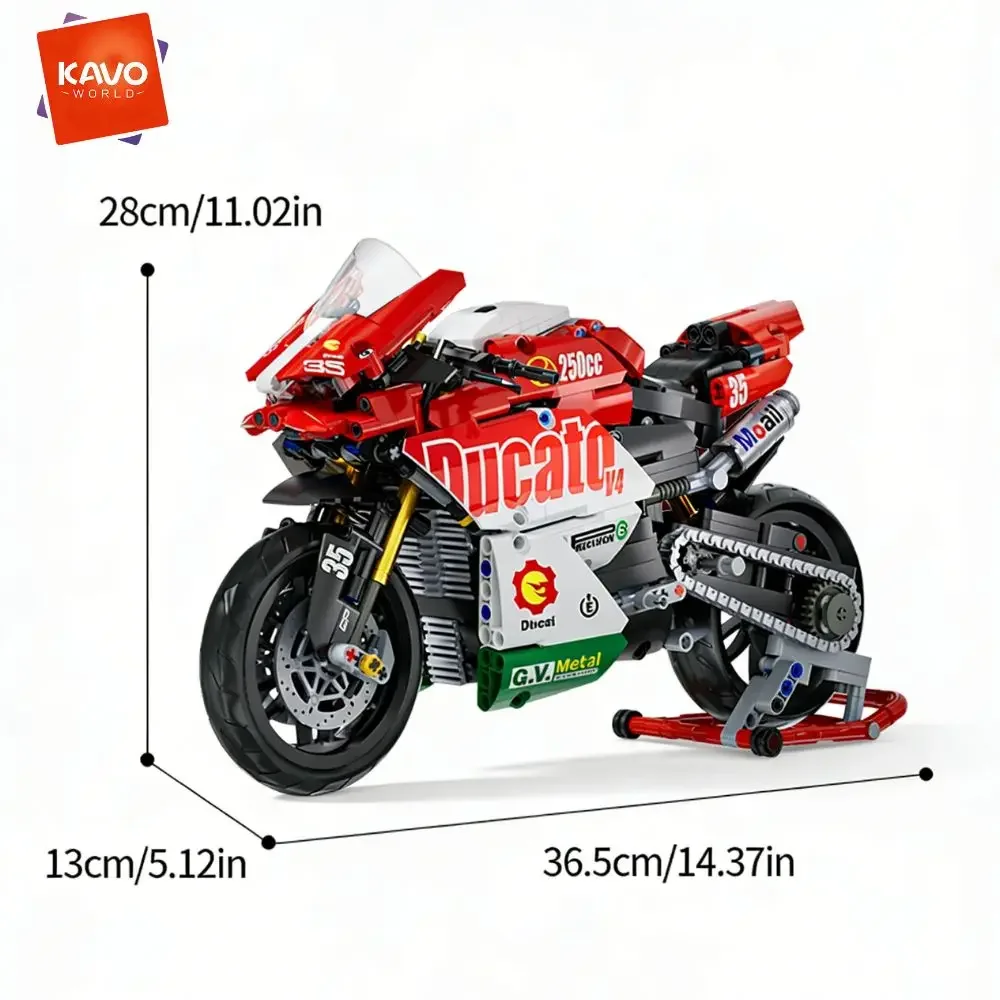 AliExpress KAVOWORLD 1:10 Inspired Racing Motorcycle Building Bricks Technique Bike Model with Suspension Collectible Vehicle Toy for Adult