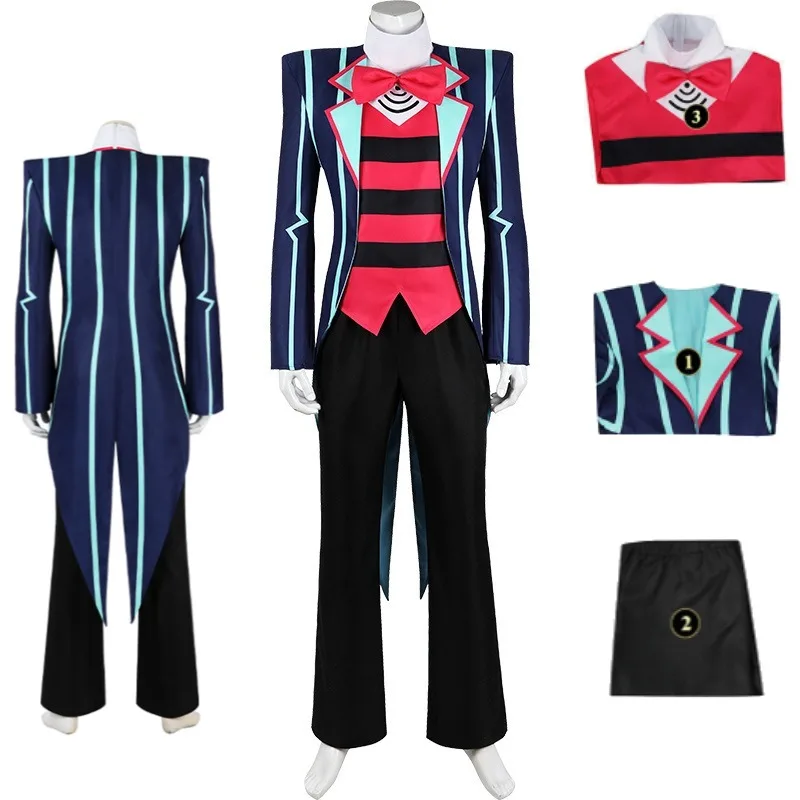 Hazbin Hotel Zestial Vox Sir Pentious Cosplay Costume Sinner Lord Green Cape TV Head Suit Stage Outfit for Men Halloween Party - view 6