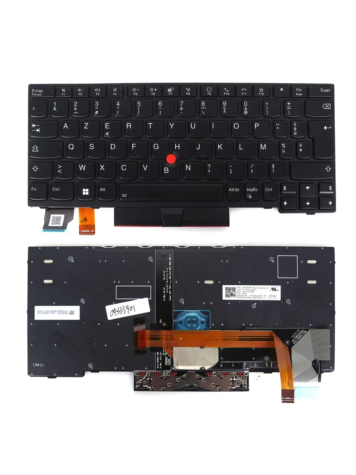Clavier d'ordinateur portable FR pour Lenovo lBM Thinkpad X280 X13 Gen1 L13 Gen2, cadre argenté/noir avec rétro-éclairage et Point Stick