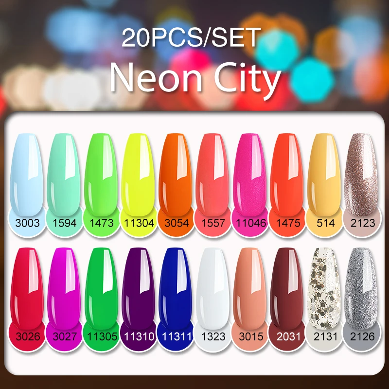 ArteClavo 15ml Kleuren Nail Art Kit 10/20 stks/set Nagelgel Polishes Set Top Coat Losweken UV Hybride Vernis manicure Nagels Lak