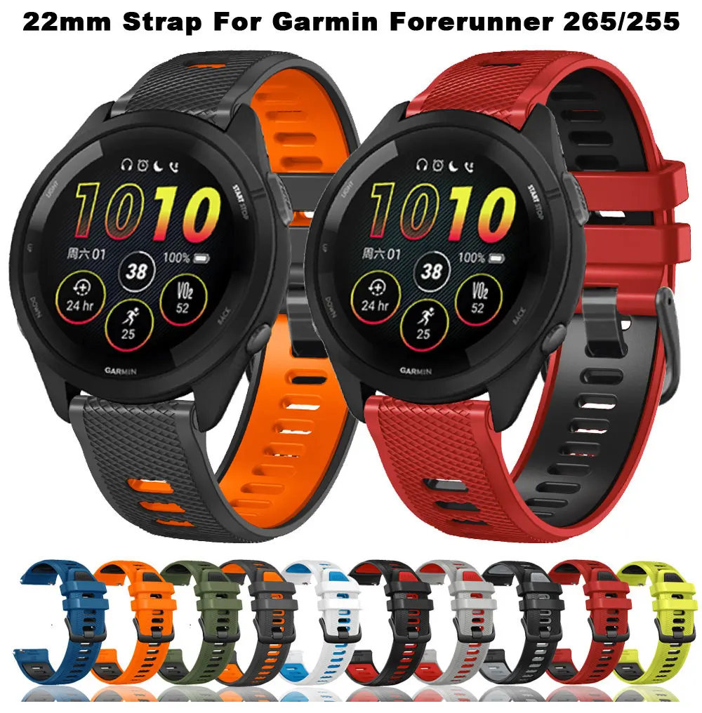 22 mm Silikon-Smartwatch-Armband für Garmin Forerunner 265, Ersatzgürtel für Forerunner 255 Music Vivoactive 4 Venu 2 Armband – Detail 1