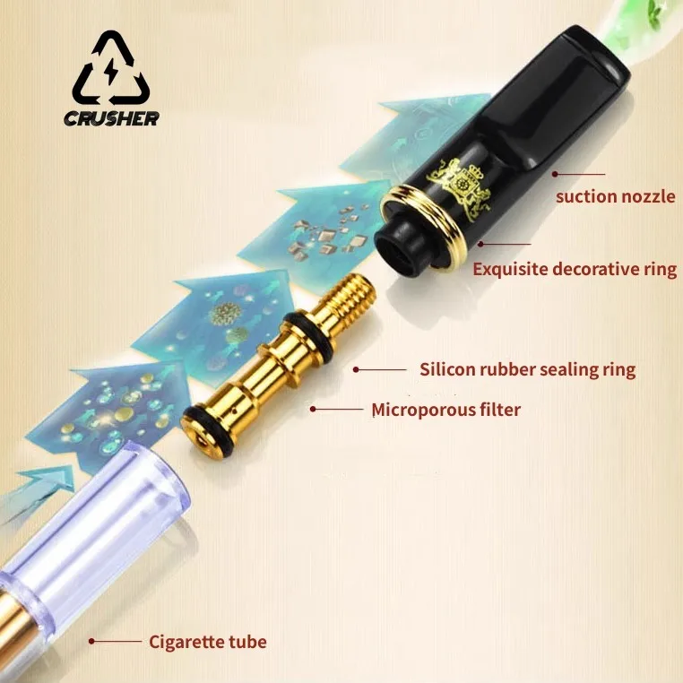 CRUSHER 1Pcs Reusable Cigarette Holder Filter Tar Filter Reduce Tar Oral Care Cleanable Recycling Mouthpiece Smoking Accessories