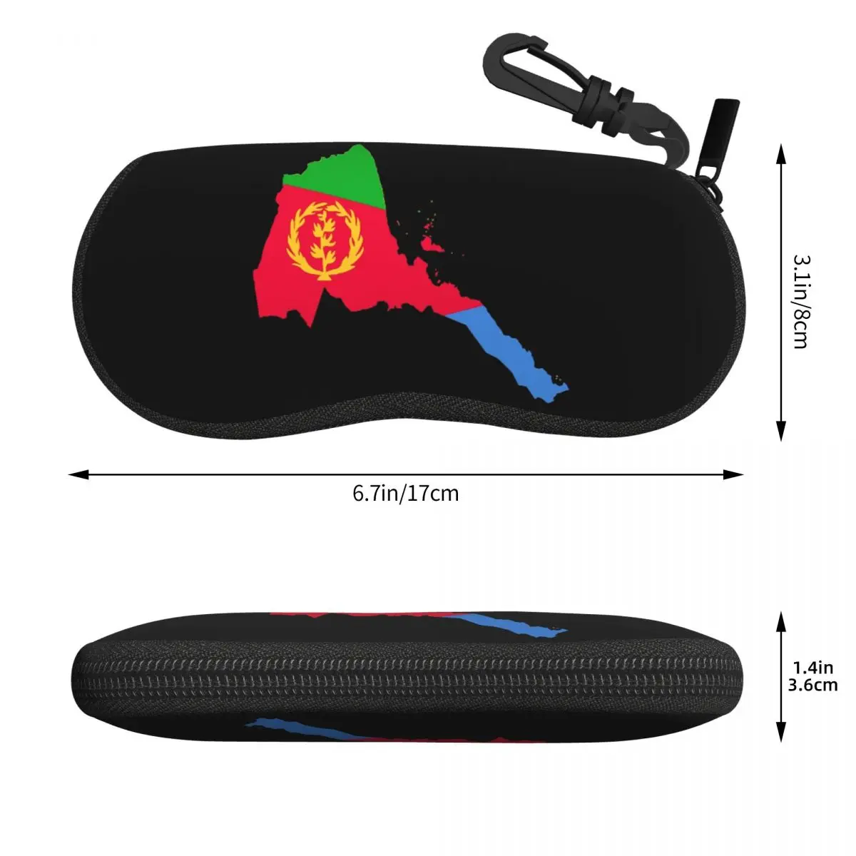 エリトリアの国旗シェルメガネケースプロテクターサングラスボックス女性男性ソフト眼鏡バッグポーチ