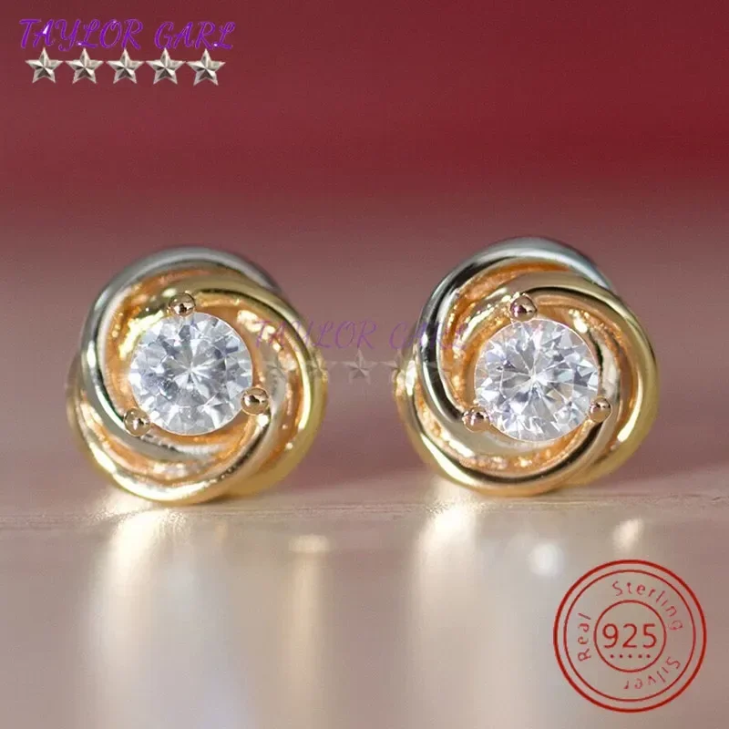 S925 sterling silver high quality original logo trinity single diamond earrings women necklace fashion luxury party jewelry