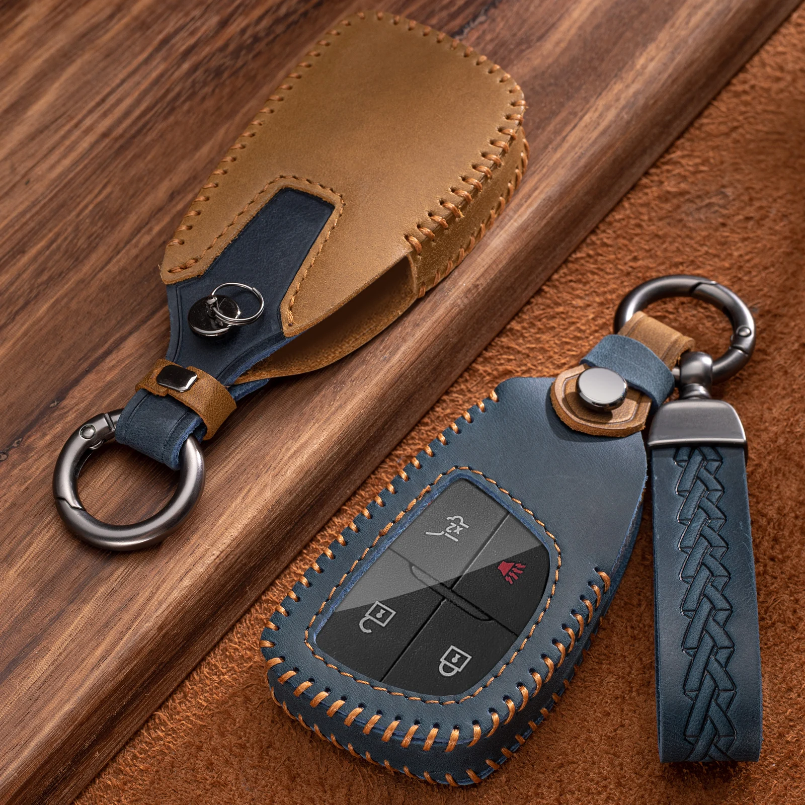 

Leather Car Key Cover Case for Chevrolet Tahoe Suburban for GMC Yukon for Buick ENVISION S Plus Avenir 2020 2021 2022 2023