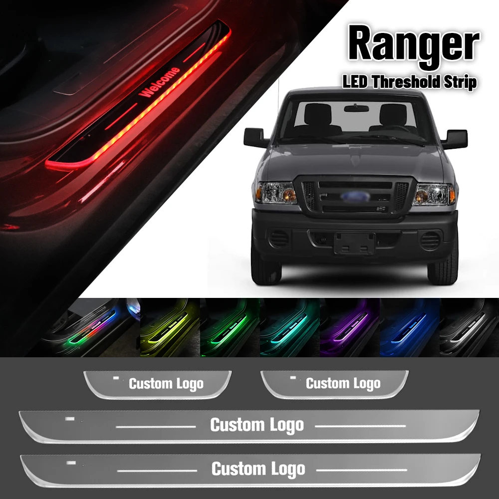 

For Ford Ranger 1997-2023 Car Door Sill Light Customized Logo LED 2016 2017 2019 2022 Welcome Threshold Pedal Lamp Accessories