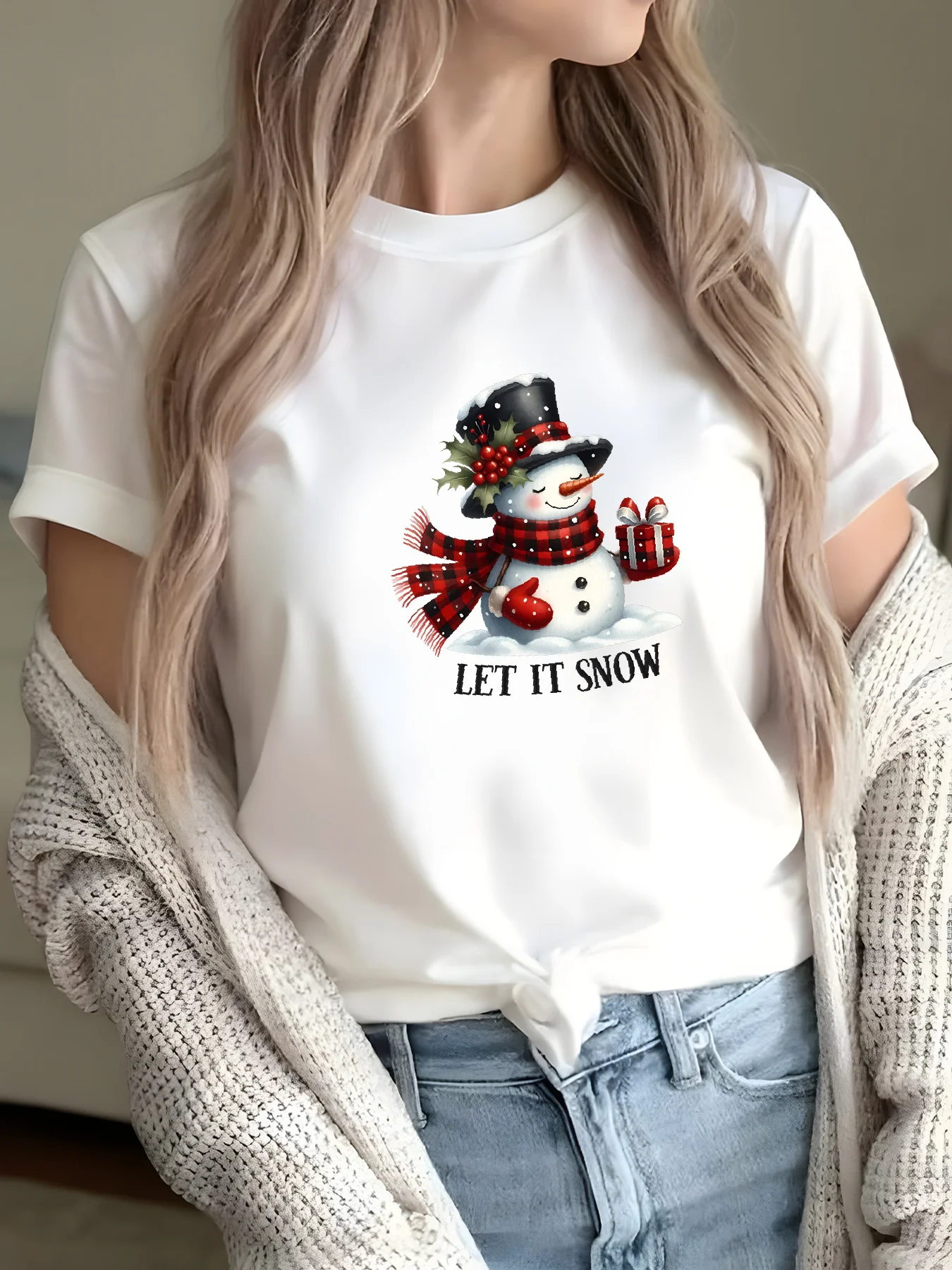 Women'S Christmas T-Shirt with Cute 
