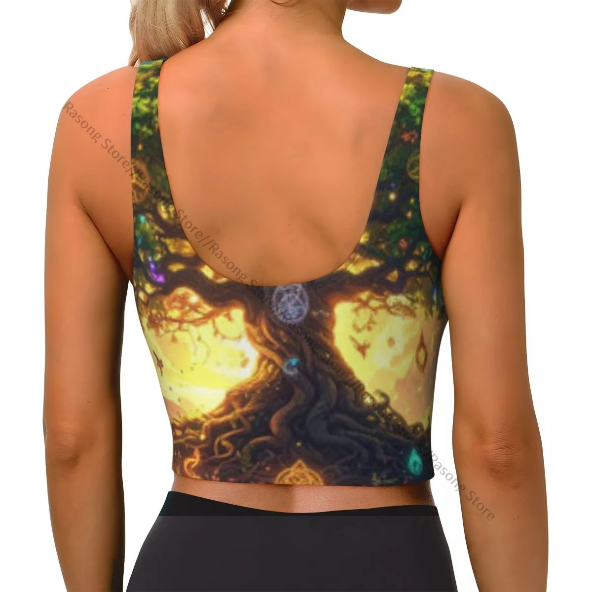 Women Sexy Sports Vest Magic Tree With Mystic Symbols Female Streetwear Sport Lingerie Tee Crop Top