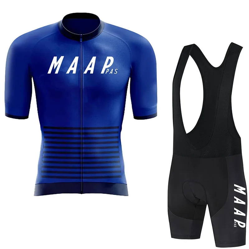 طقم بدلة ركوب الدراجات الصيفية للرجال من MAAPPAS، قميص رياضي بأكمام قصيرة يسمح بمرور الهواء، مريلة عالية التمدد #4