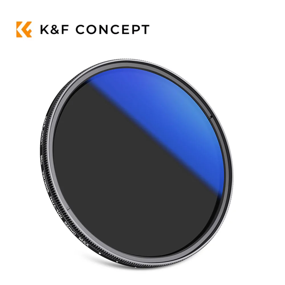 K&F CONCEPT Nano-C متغير ND2-ND400 ND مرشح HD 18 طبقة طلاءات مقاومة للماء والغبار، لعدسة 37/49/52/58/67/72/77/82 مم