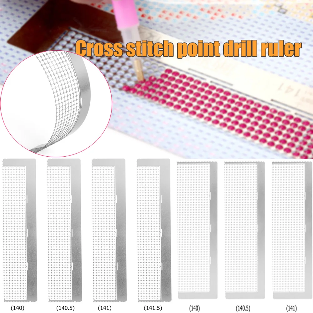 5D Diamond Painting Ruler 1220 Holes Metal Diamond Mesh Ruler 155x70mm Round Drill Adjustment Fix Tool Practical for Art Crafts