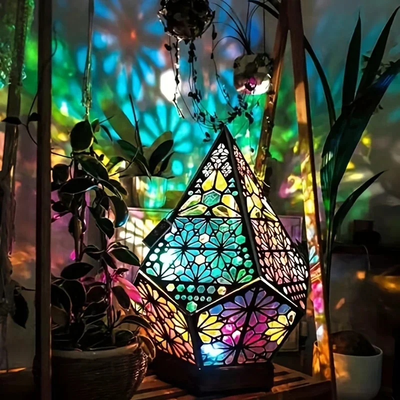 PolarStar Starry Sky Lamp Wooden Diamond Led Starry Sky Projection Lamp Bohemian Style Floor Lamp Desktop Decoration Gift