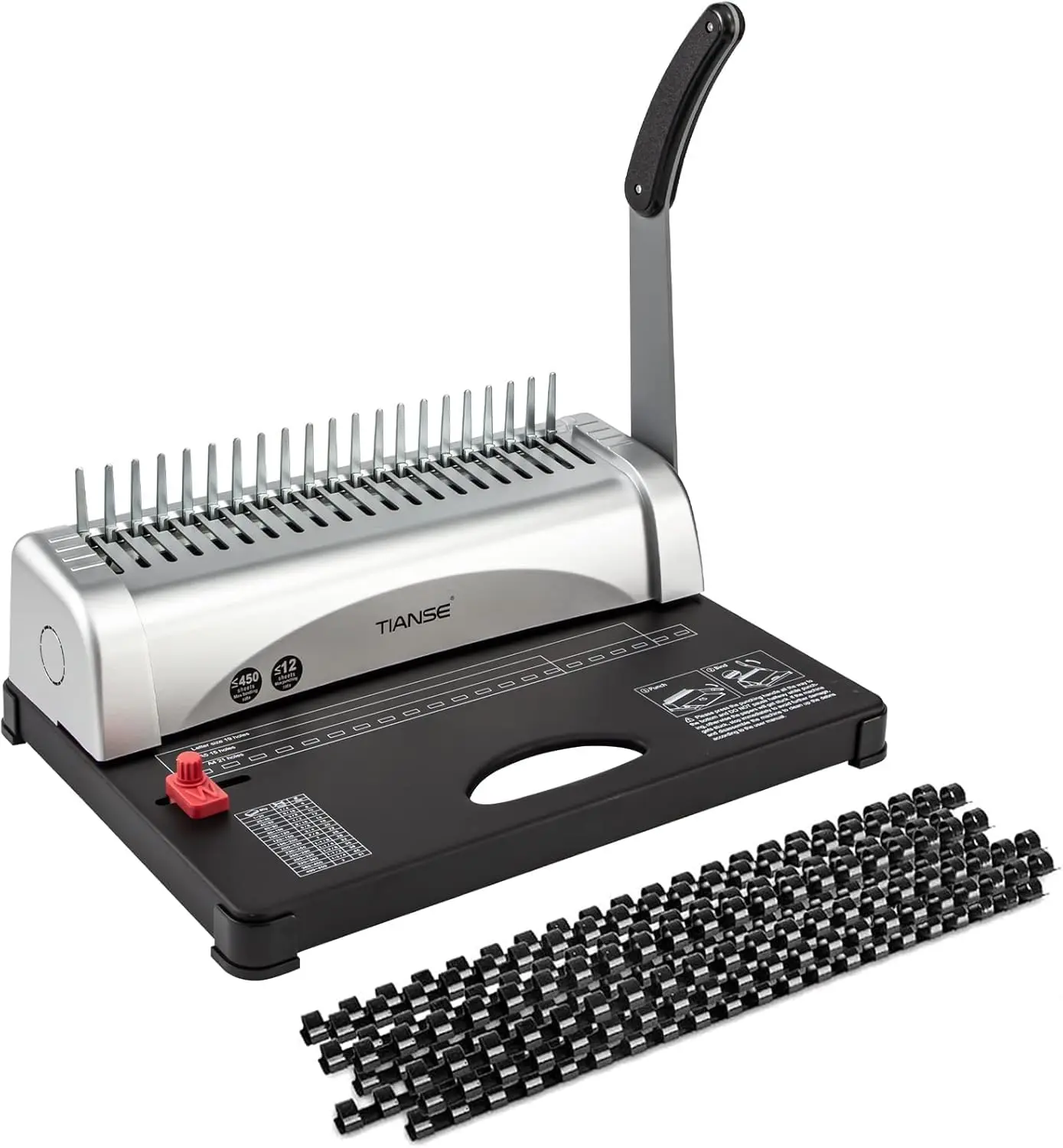 

21-Hole Comb Binding Machine, 450-Sheet Capacity with Starter Kit, Perfect for Letter, A4, A5 Sizes