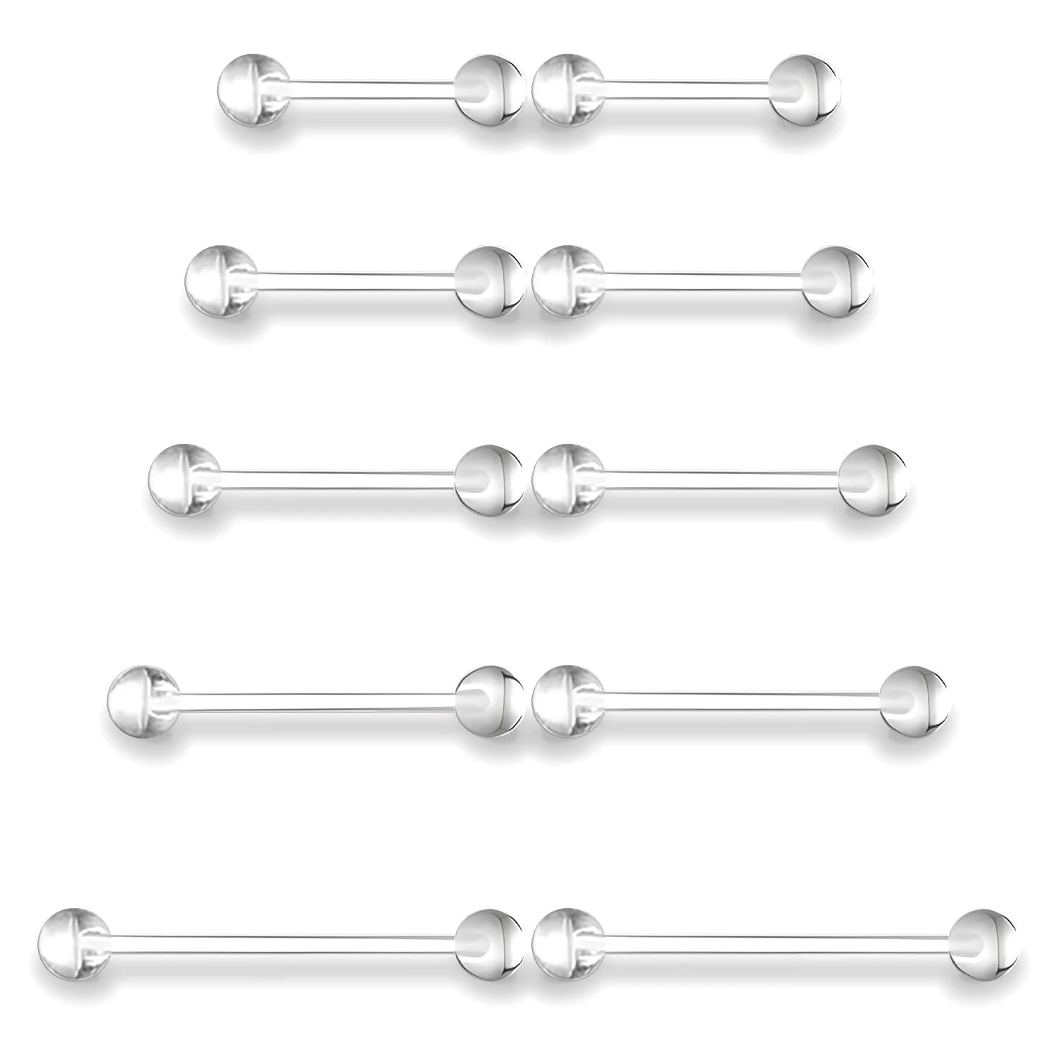14G Plastic Nipple Rings Clear Tongue Rings for Work Surgery Tongue and Nipple Piercing Multiple Sizes 12mm 14mm 16mm 18mm 25mm