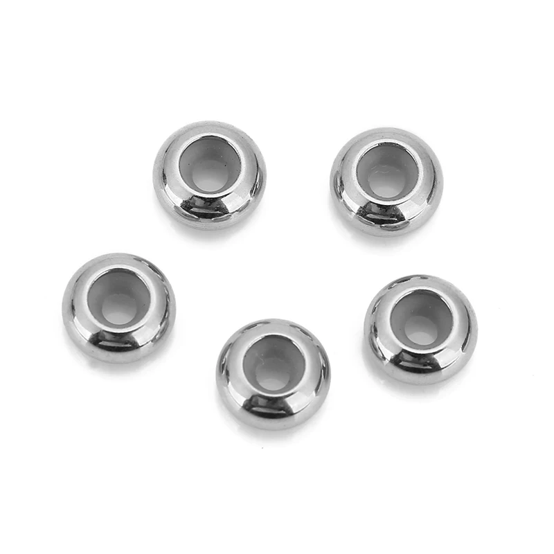20pcs 8mm 10mm Stainless Steel Stopper Beads With Silicon Loose Rondelle Spacer Beads for Diy Necklace Bracelet Jewelry Making