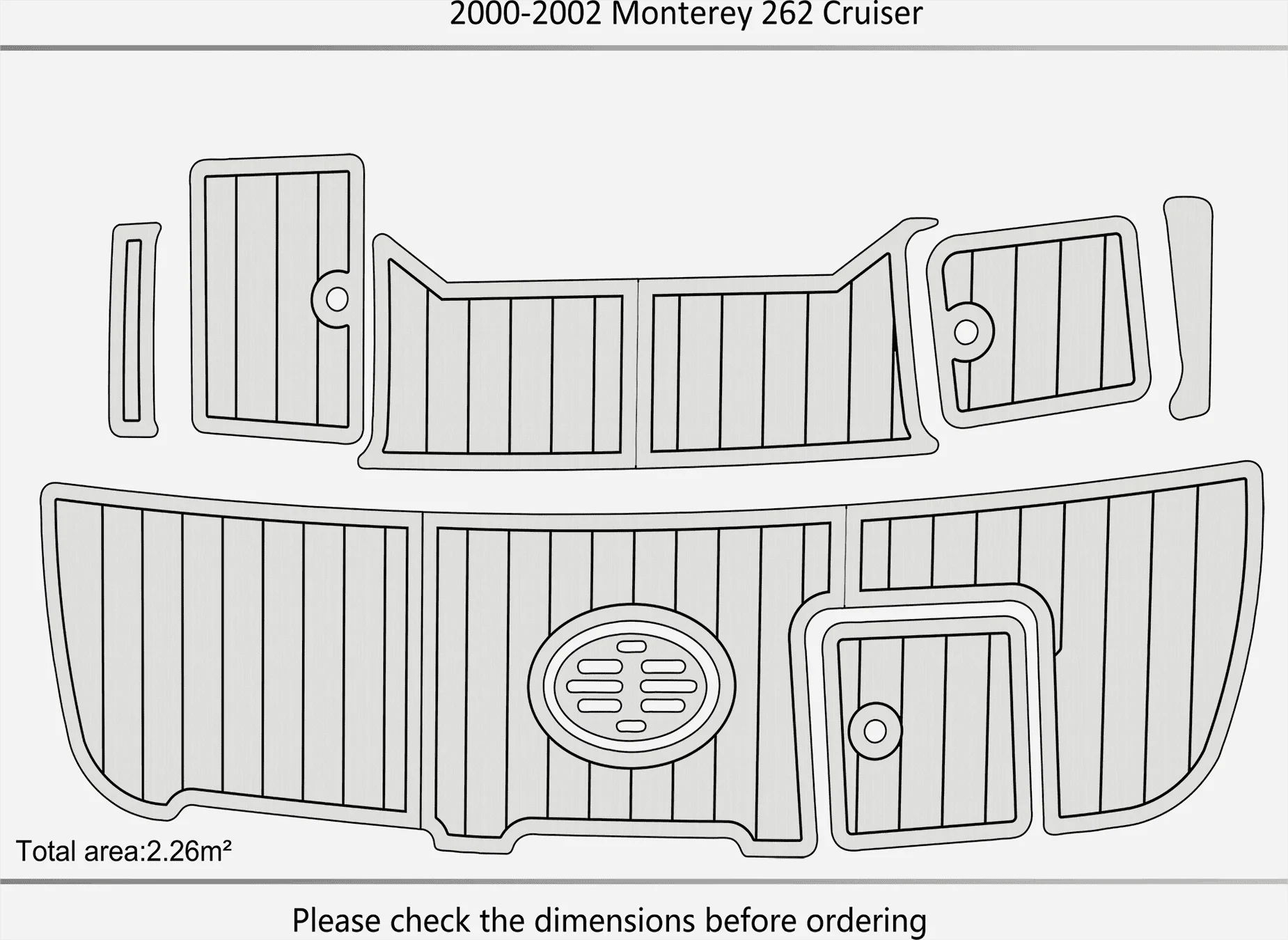 المضادة للانزلاق إيفا فو خشب الساج ذاتية اللصق 6 مللي متر قارب التزيين الوسادة ل 2000-2002 مونتيري 262 كروزر يخت قمرة القيادة أرضية بحرية متينة #3