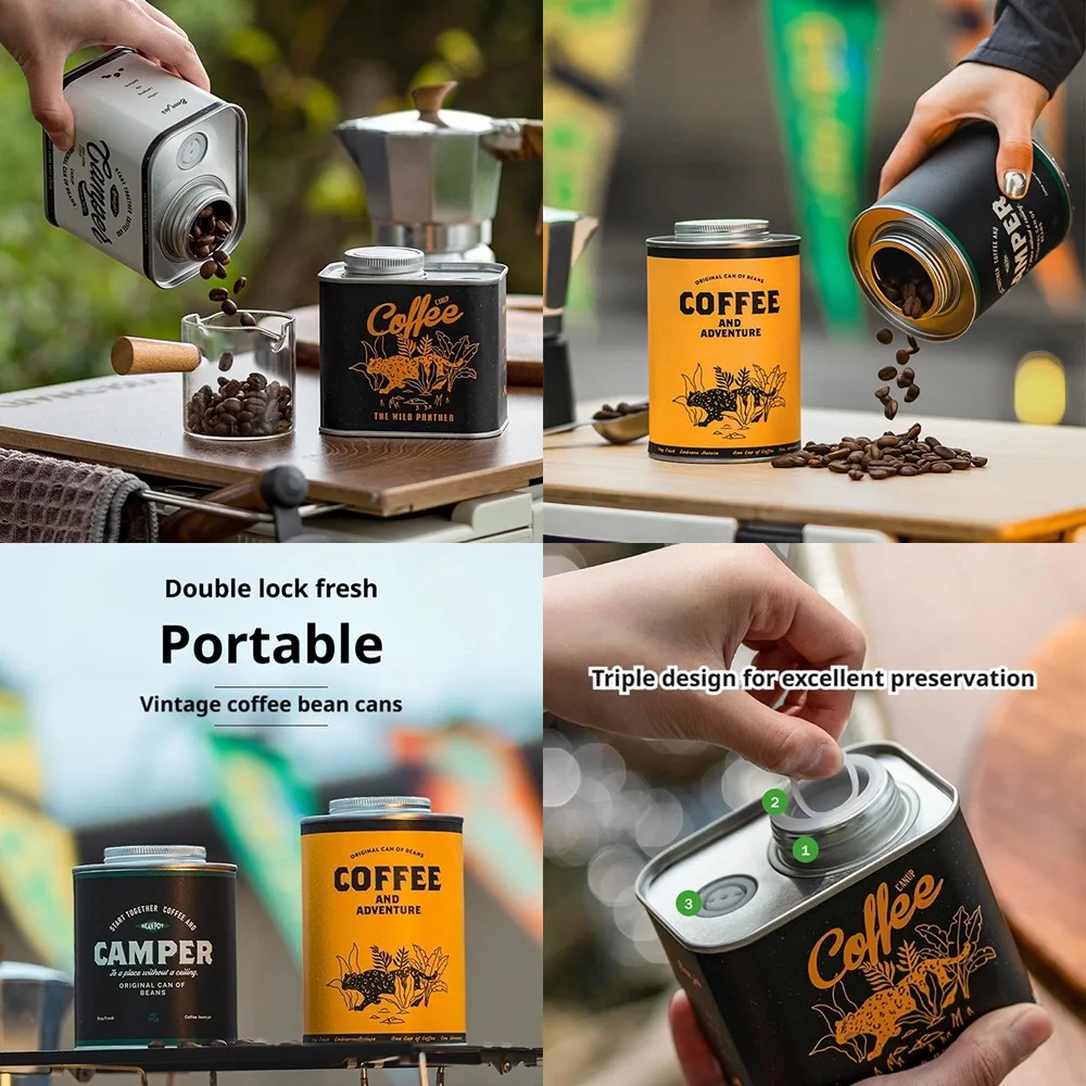 صندوق صفيح مختوم جرة حبوب البن حبوب البن الشاي الفواكه المجففة مقاوم للرطوبة منع التدهور تخزين جرة المنزل التخييم