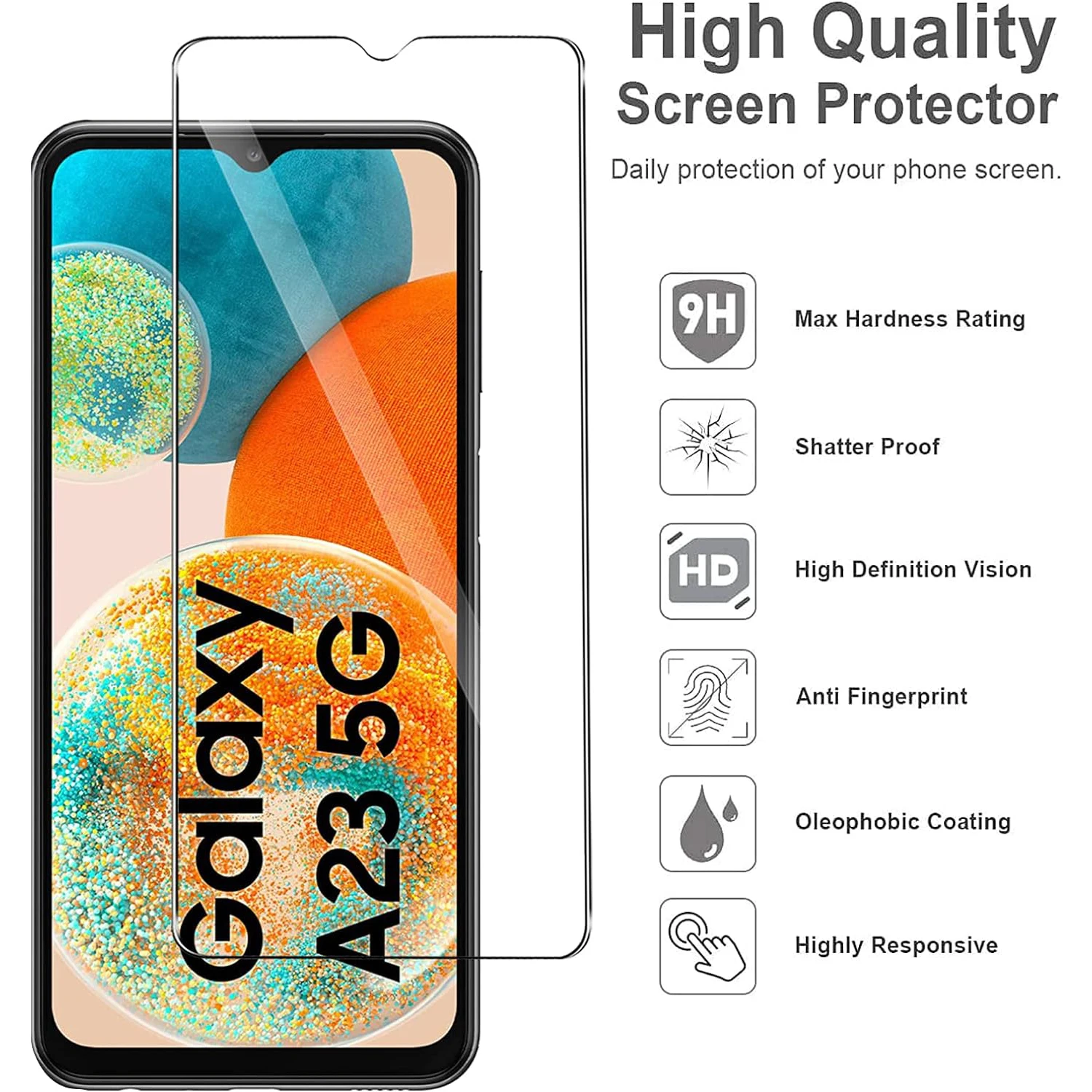 Per Samsung Galaxy A23 5G 4G pellicola proteggi schermo in vetro temperato